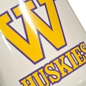 Washington Huskies College Football Coffee Mug white purple yellow gold rim VTG